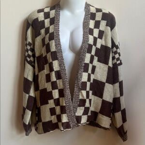 McKenzie Child like style cardigan Brown and Cream Checkered Cardigan